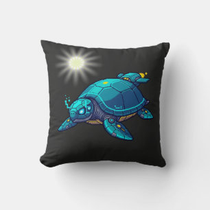 Futuristic Turtle Throw Pillow