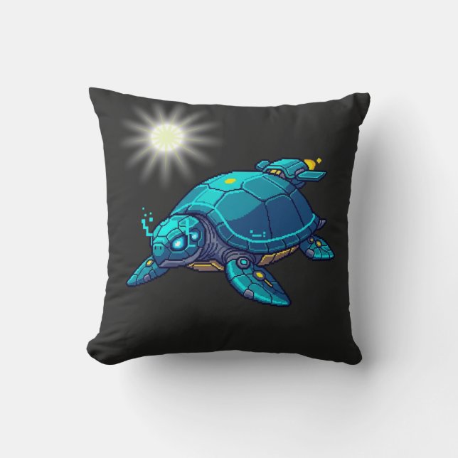 Futuristic Turtle Throw Pillow (Front)
