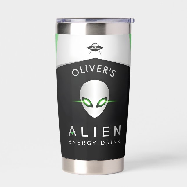 Futuristic UFO & Alien Head Insulated Tumbler (Left)