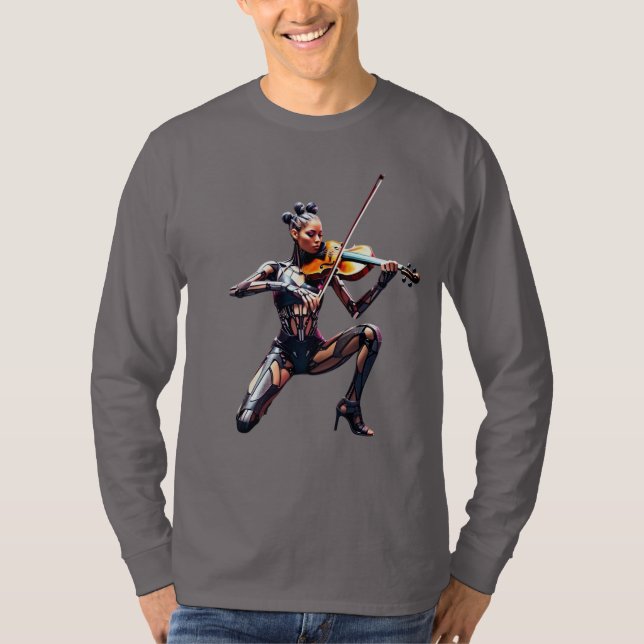Futuristic Violinist Robot – Long Sleeve T-Shirt (Front)