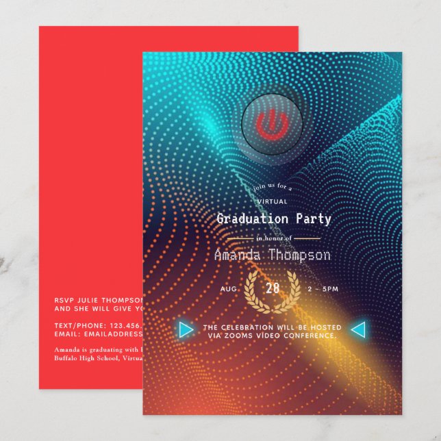 Futuristic Virtual Graduation Party Invitation (Front/Back)