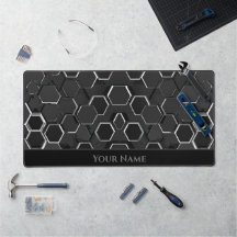 Futuristic white glowing black hexagonal shapes