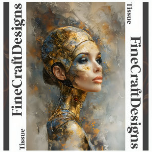 Futuristic Woman Oil Painting Decoupage Right 160 Tissue Paper