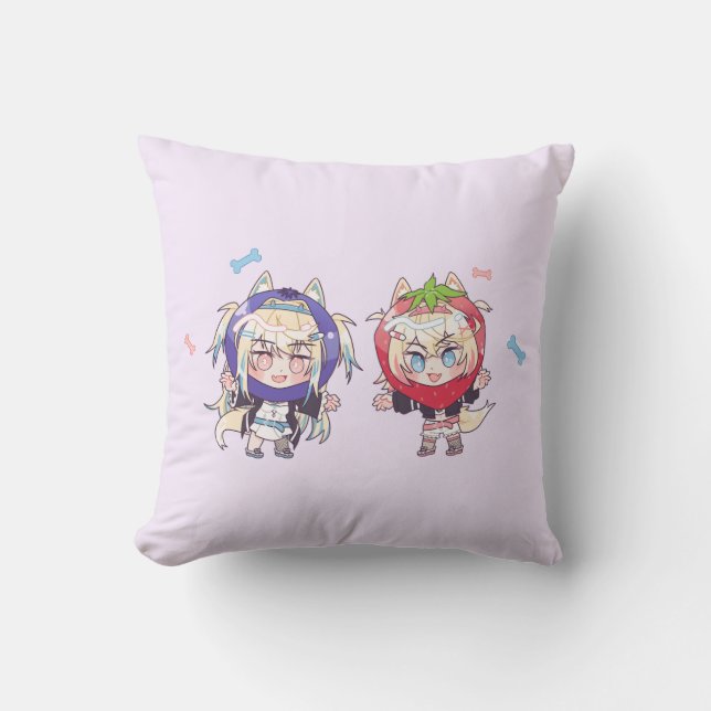 FUWAMOCO Hololive EN Throw Pillow (Front)