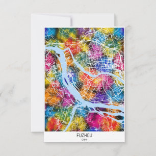 Fuzhou China City Map Thank You Card