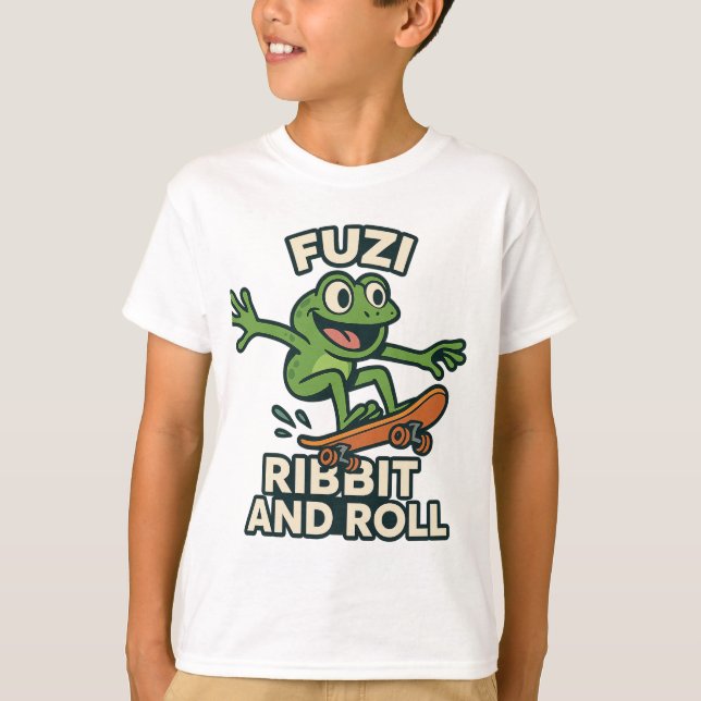 FUZI – Ribbit and Roll Skater Frog Shirt (Front)