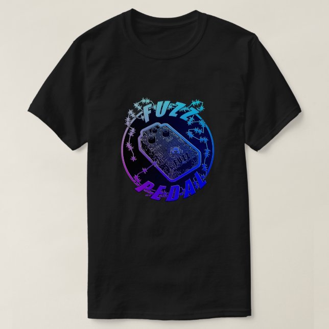 Fuzz Pedal - Electric Shock Multi-colour Blue/Purp T-Shirt (Design Front)