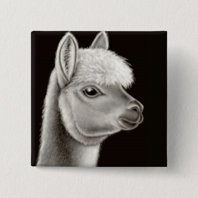 Fuzzy Alpaca Face Pin (Front)