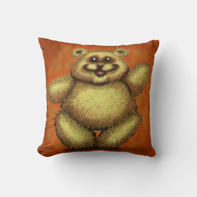 Fuzzy Bear Throw Pillow (Front)