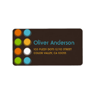 Fuzzy Blur Colour Dots Fun Retro Party Address Lab Label