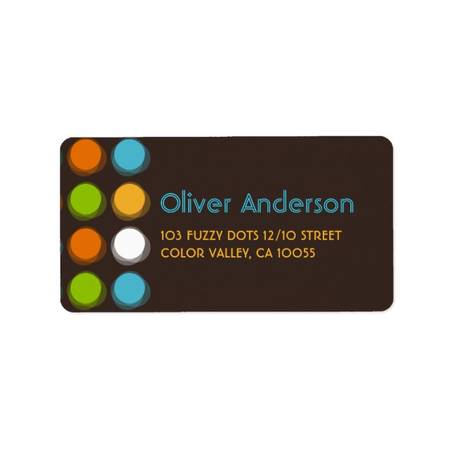 Fuzzy Blur Colour Dots Fun Retro Party Address Lab Label (Front)