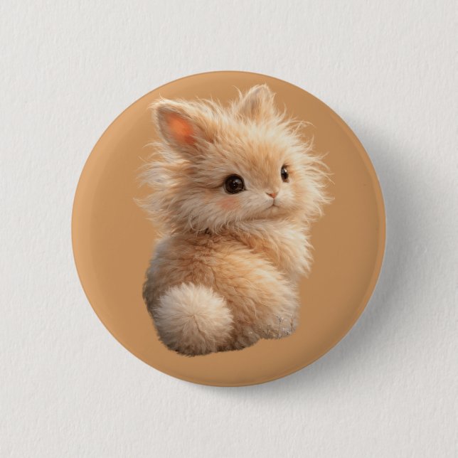 Fuzzy bunny 2 inch round button (Front)
