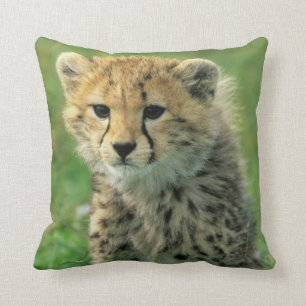 Fuzzy Cheetah Cub Throw Pillow