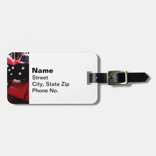Fuzzy Dice in Chevy Luggage Tag (Front Horizontal)