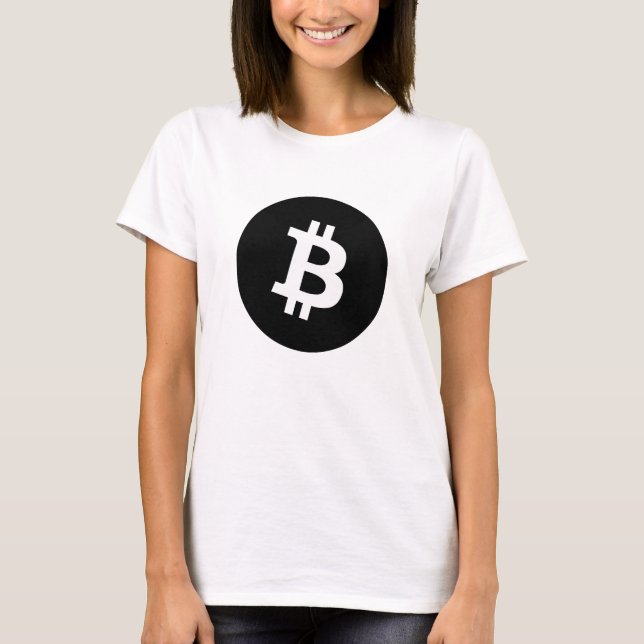 Fuzzy Express® Bitcoin Black Logo Black W T-Shirt (Front)