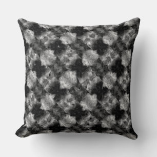 Fuzzy Faux Fur Chequered Pattern Throw Pillow