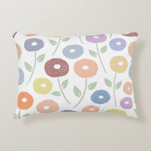 Fuzzy Flower Lg Pattern Pastels on White Accent Pillow