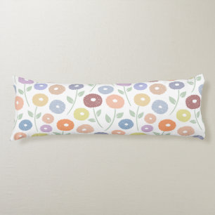 Fuzzy Flower Lg Pattern Pastels on White Body Pillow