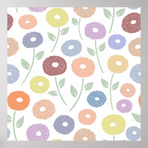Fuzzy Flower Lg Pattern Pastels Poster