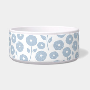 Fuzzy Flower Pattern Blue on White