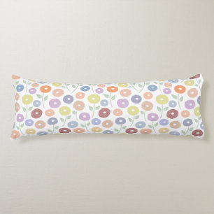 Fuzzy Flower Pattern Pastels on White Body Pillow