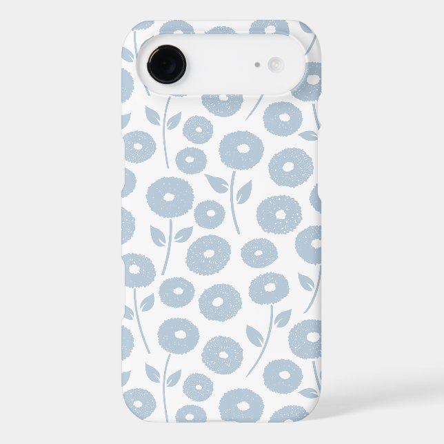 Fuzzy Flower Rpt Pattern Blue on White (Back)