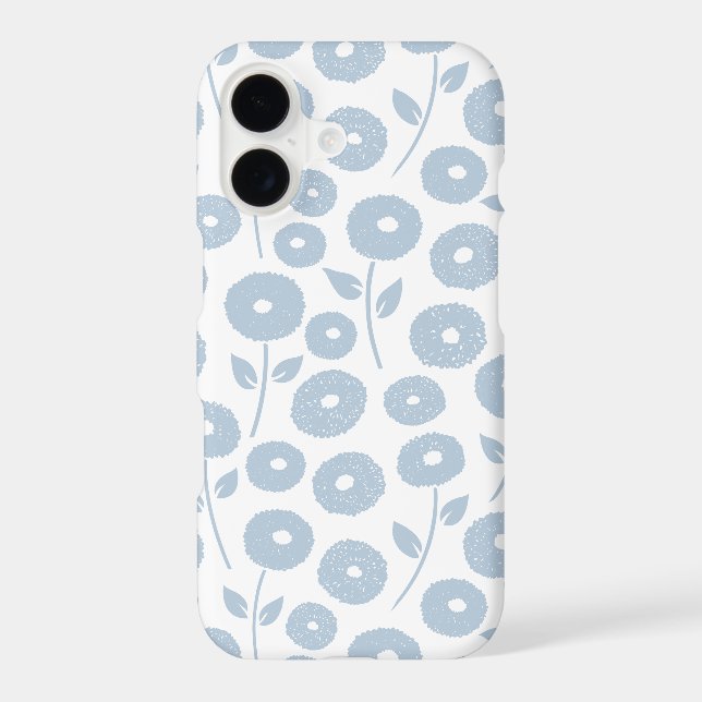 Fuzzy Flower Rpt Pattern Blue on White (Verso)