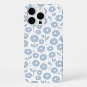 Fuzzy Flower Rpt Pattern Blue on White iPhone 16 Pro Max Case