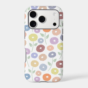 Fuzzy Flower Rpt Pattern Pastels on White