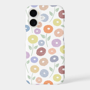 Fuzzy Flower Rpt Pattern Pastels on White