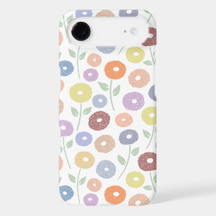 Fuzzy Flower Rpt Pattern Pastels on White