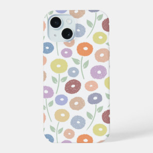Fuzzy Flower Rpt Pattern Pastels on White iPhone 15 Case