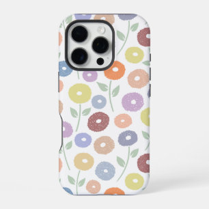 Fuzzy Flower Rpt Pattern Pastels on White iPhone 16 Pro Case