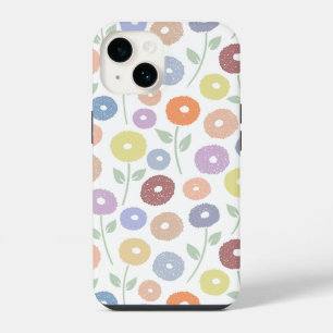 Fuzzy Flower Rpt Pattern Pastels on White iPhone 14 Case