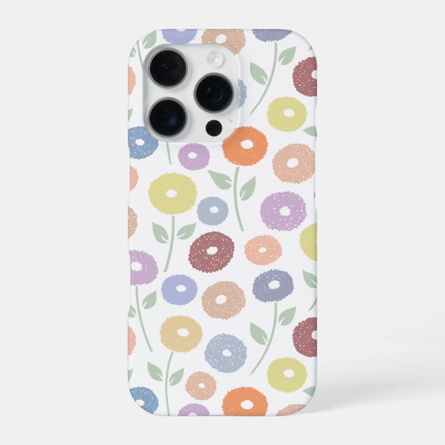Fuzzy Flower Rpt Pattern Pastels on White iPhone Case (Back)