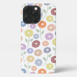 Fuzzy Flower Rpt Pattern Pastels on White iPhone 13 Pro Case