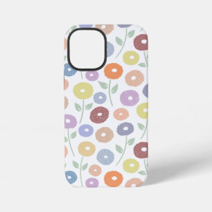 Fuzzy Flower Rpt Pattern Pastels on White iPhone 12 Mini Case