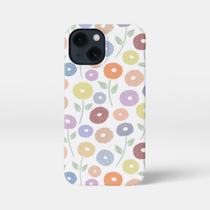 Fuzzy Flower Rpt Pattern Pastels on White iPhone 13 Mini Case