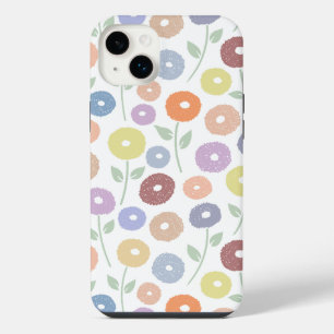 Fuzzy Flower Rpt Pattern Pastels on White iPhone 14 Plus Case