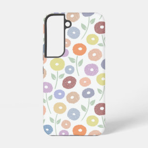 Fuzzy Flower Rpt Pattern Pastels on White Samsung Galaxy Case