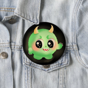 Fuzzy Friendly Monster Creature 4 Inch Round Button
