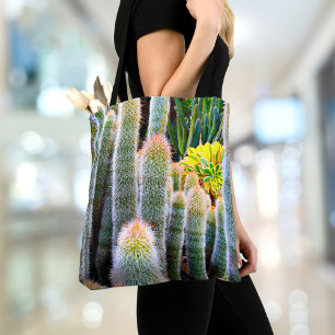 Fuzzy Green Cacti Succulent Photo Simple Modern Tote Bag