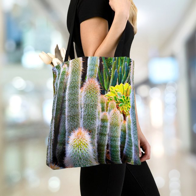 Fuzzy Green Cacti Succulent Photo Simple Modern Tote Bag (Creator Uploaded)
