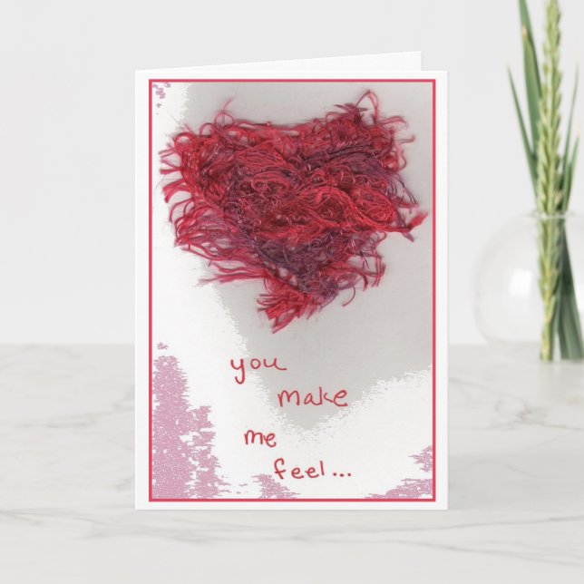 Fuzzy Heart - Valentine's Day Yarn Greeting Holiday Card (Front)