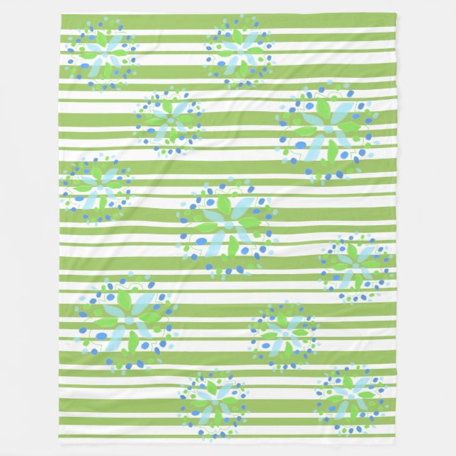 Fuzzy Modern Blue Green Fleece Blanket (Front)