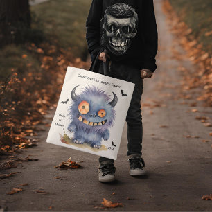 Fuzzy Monster Halloween Candy Tote Bag