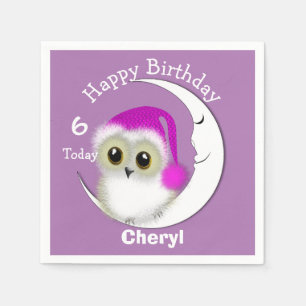 Fuzzy Night Owl Sleepover Personalized Napkin