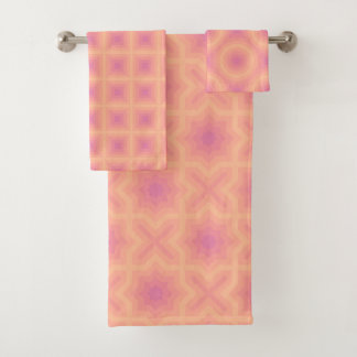 Fuzzy Peach Aurora Pink Patterns Bath Towel Set
