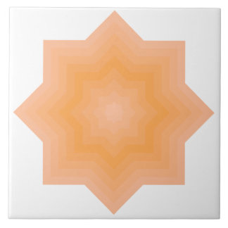 Fuzzy Peach Blazing Orange Stars Ceramic Tile