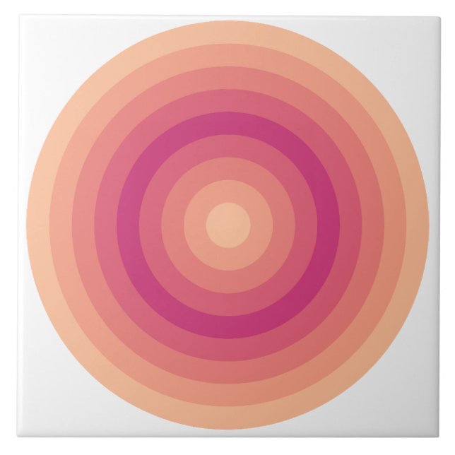 Fuzzy Peach Pinky Arrow Circles Ceramic Tile (Front)